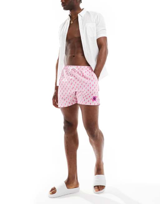 Mens swim shorts pink sale