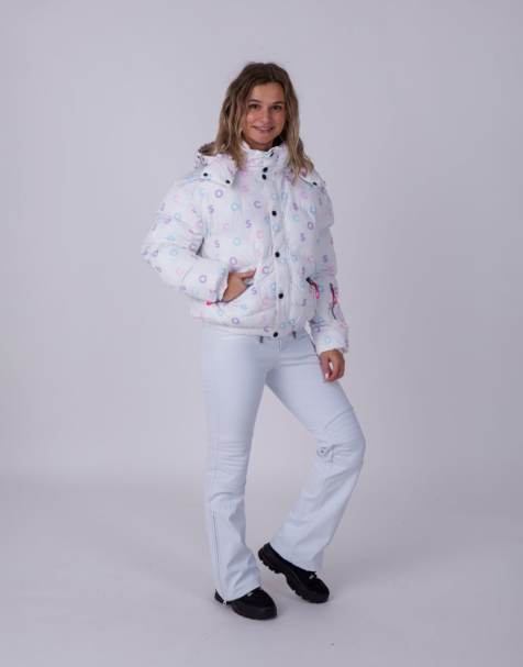 OOSC White oosc print chic puffer jacket in white - view 1