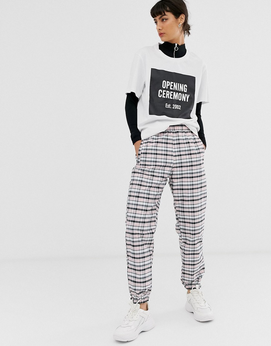 Opening Ceremony nylon sweatpant in check-Pink