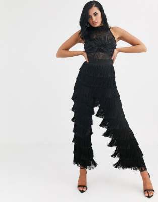 fringe sequin jumpsuit