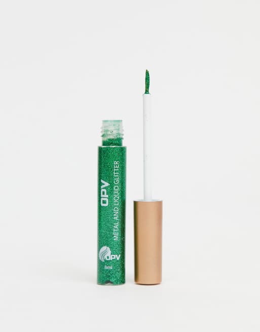 OPV Beauty - Vixen - Eyeliner liquido metallizzato e glitterato color verde acceso, 4 di 4