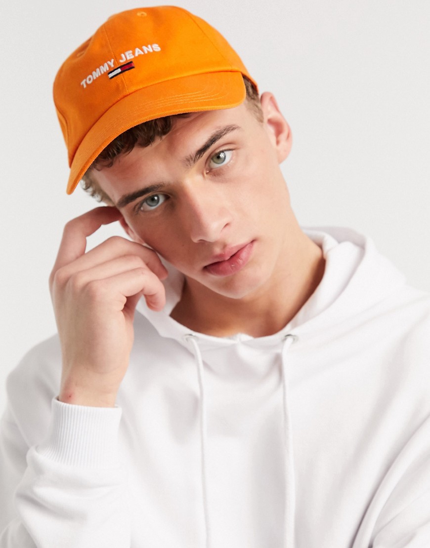 фото Оранжевая кепка с логотипом tommy jeans-оранжевый