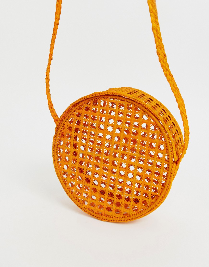 Оранжевая круглая сумка через плечо из рафии KAANAS-Оранжевый