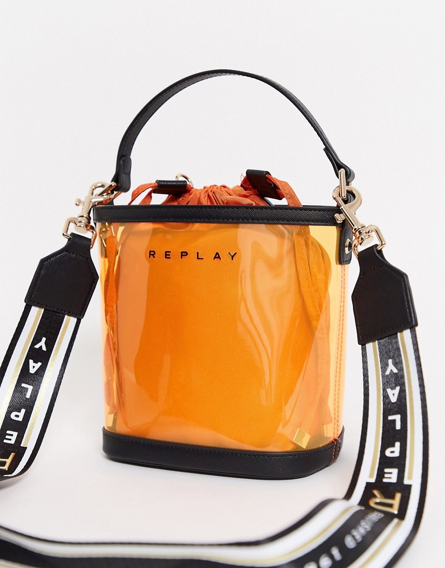 фото Оранжевая прозрачная сумка-мешок replay-оранжевый