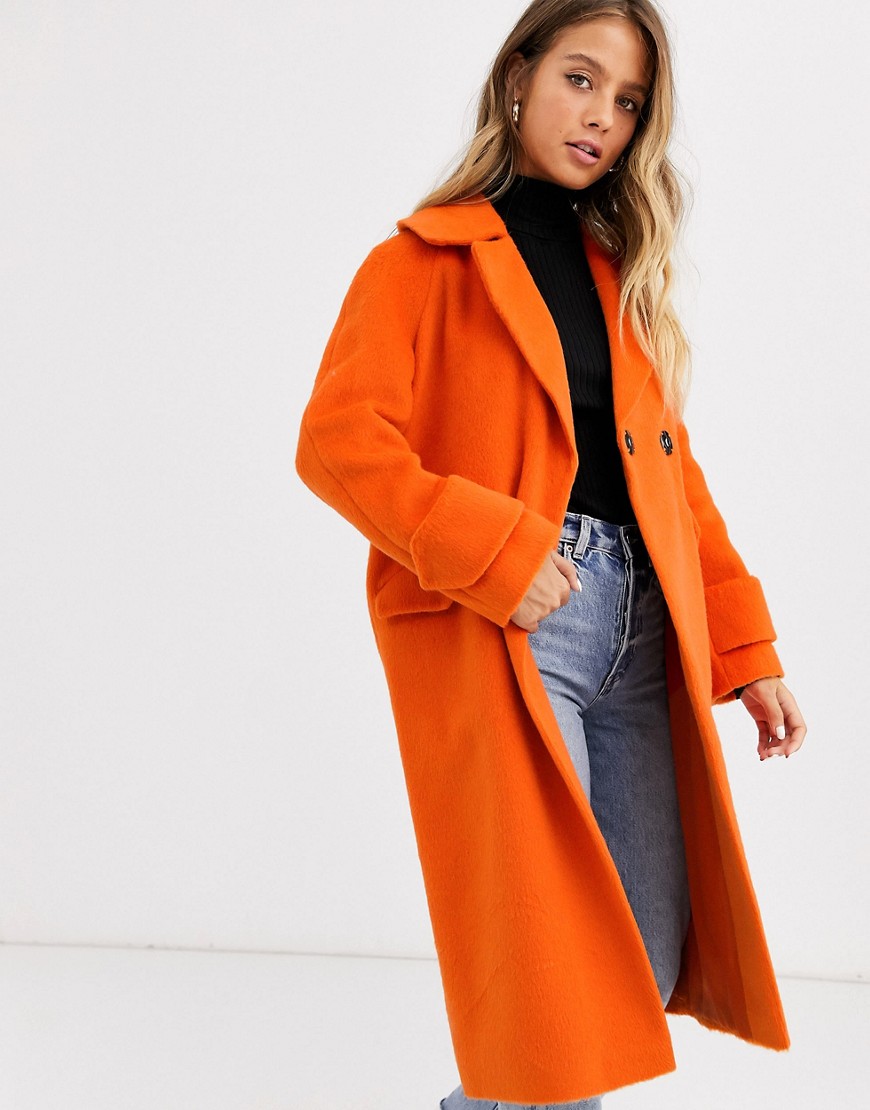 фото Оранжевое oversize-пальто с выгоревшим эффектом miss selfridge-оранжевый