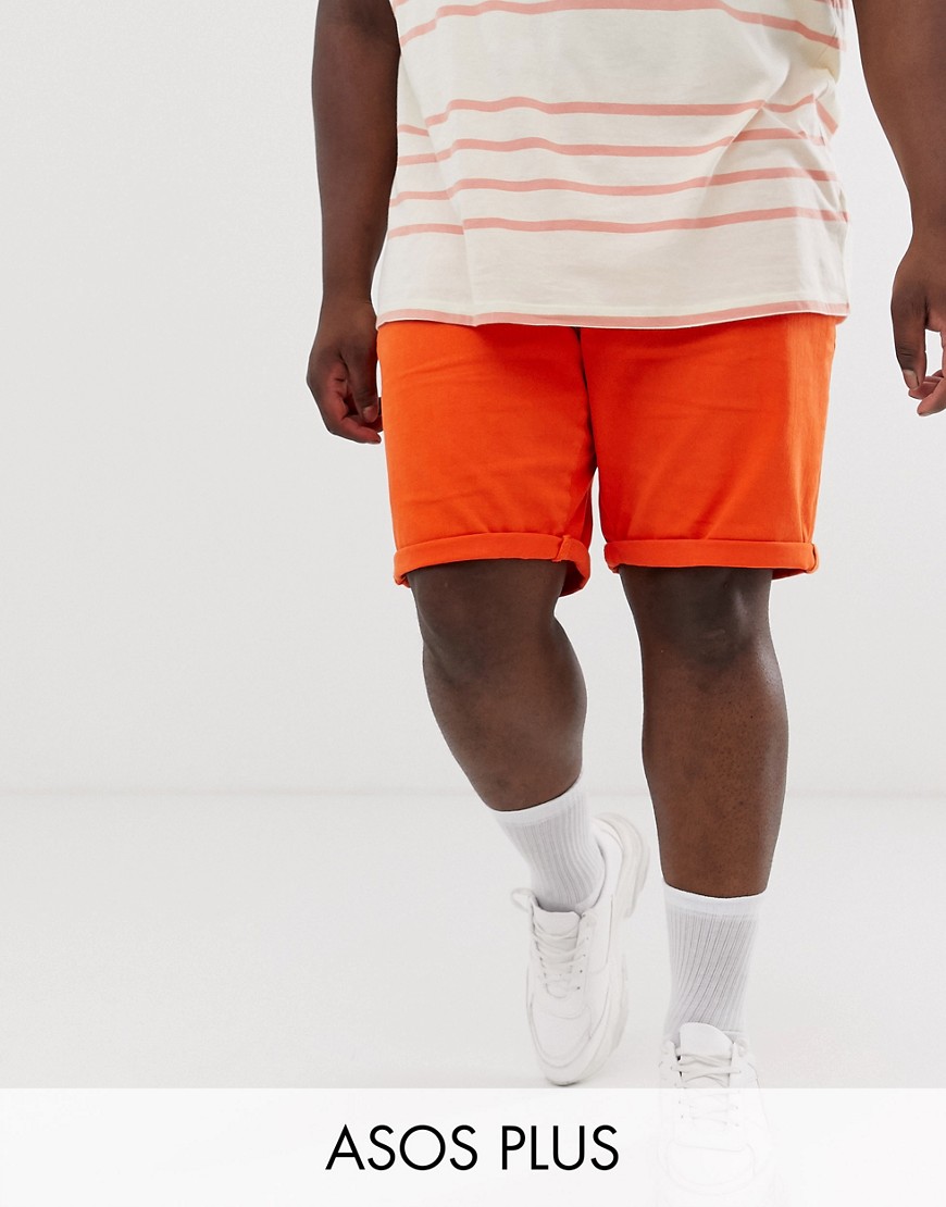 фото Оранжевые джинсовые шорты узкого кроя asos design plus-оранжевый