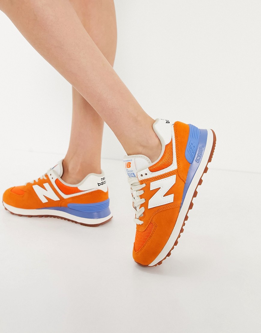 фото Оранжевые кроссовки new balance - 574-оранжевый цвет