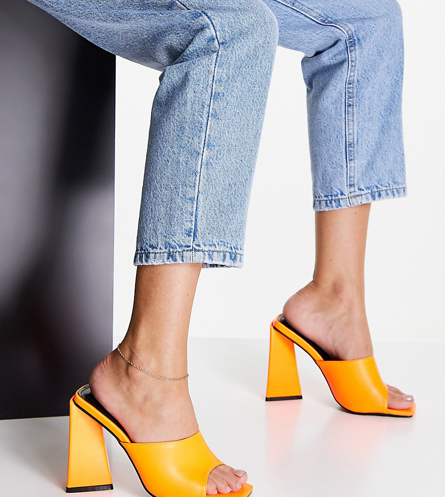 фото Оранжевые мюли из искусственной кожи на каблуке simmi london cecilia-оранжевый цвет simmi shoes