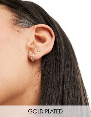 Orelia 18k crystal huggie hoop earrings