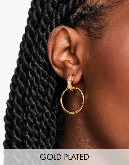 Orelia 18K gold chain interlocking hoop earrings