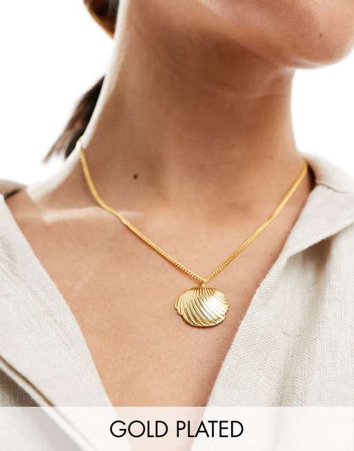 Orelia 18k gold plated 18" scallop coin necklace, 2 of 4