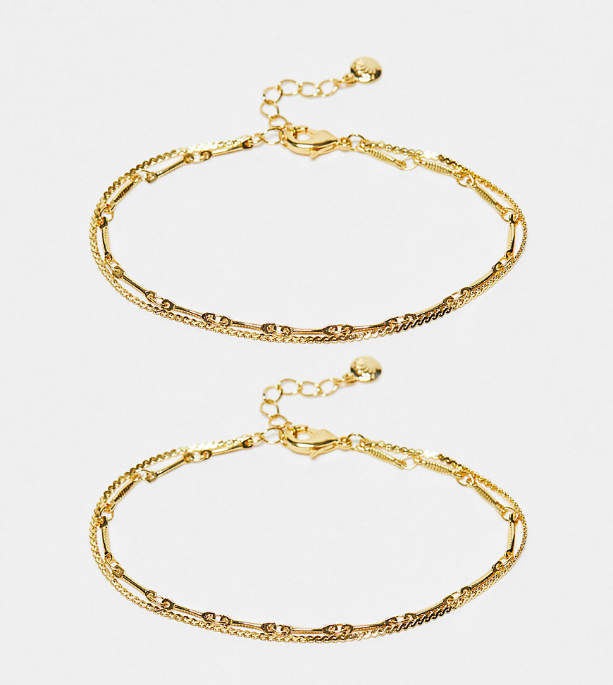Orelia 18k gold plated 2 pack of dainty chain bracelets