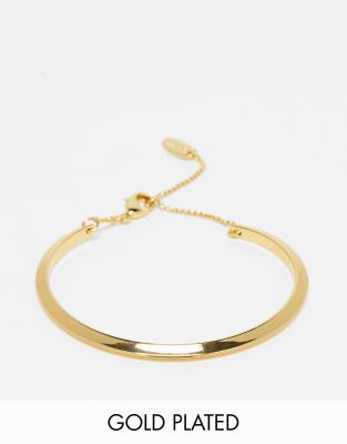 Orelia 18K gold plated bangle with chain  - ASOS Price Checker