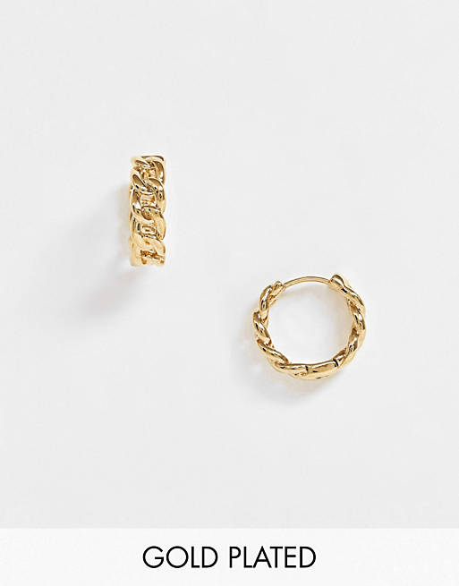 Orelia 18K gold plated chain huggie hoop earrings
