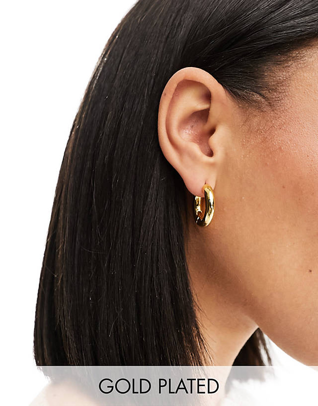 Orelia - 18k gold plated chubby mid size hoop earrings