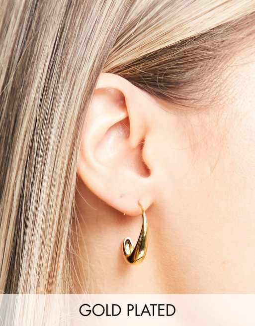 Orelia 18K gold plated clean tapered through and through hoop earrings