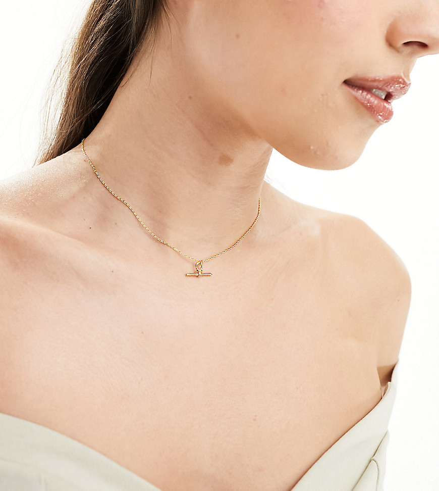 Orelia 18k gold plated dainty t-bar knot necklace