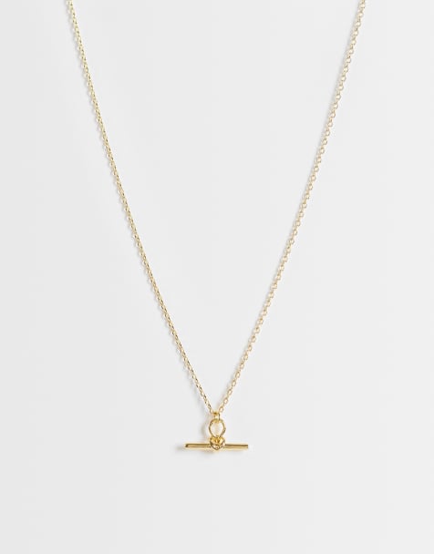 Orelia 18k gold-plated dainty T-bar knot necklace - view 1