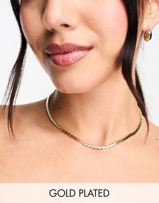 Orelia 18k gold plated flat twist chain necklace  - ASOS Price Checker