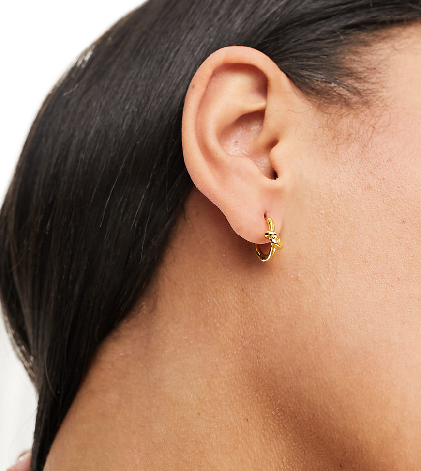 Orelia 18k gold plated knot huggie hoop earrings
