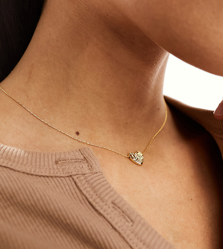 Orelia 18k gold plated molten heart pendant short length necklace