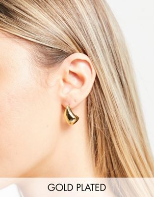 Orelia 18K gold plated molten stud earrings