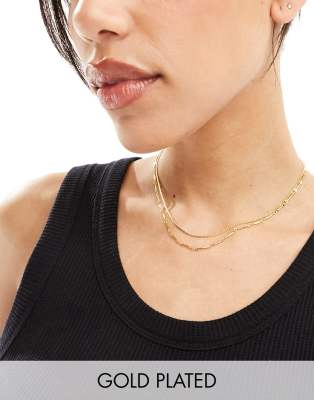 Orelia 18k gold plated multirow chain necklaces