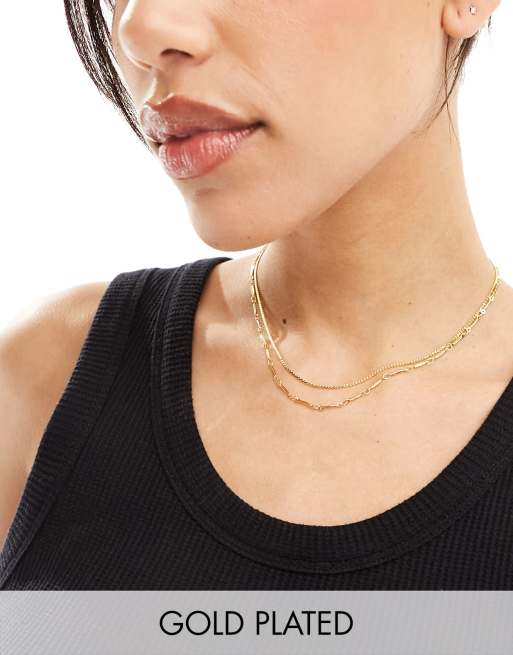 Orelia 18k gold plated multirow chain necklaces