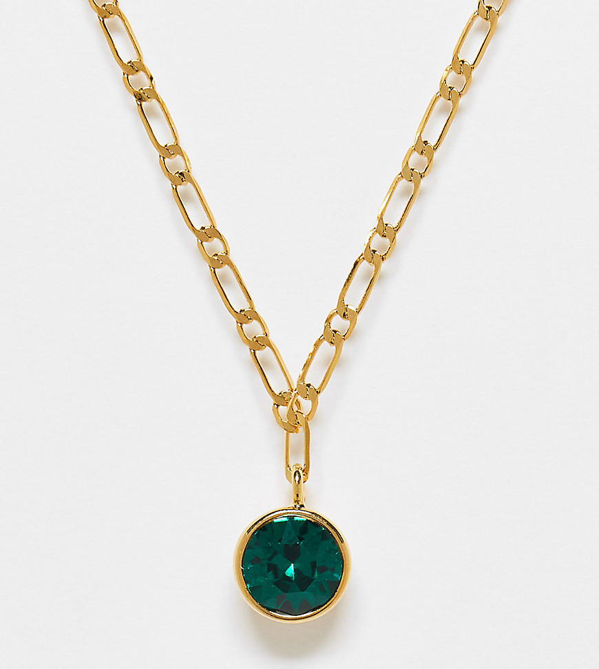Orelia 18K gold plated necklace with emerald crystal pendant