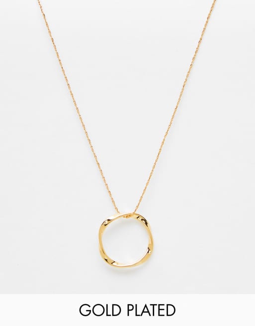 Orelia 18K gold plated necklace with molten open circle pendant