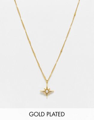 Orelia 18K gold plated necklace with pearl starburst pendant