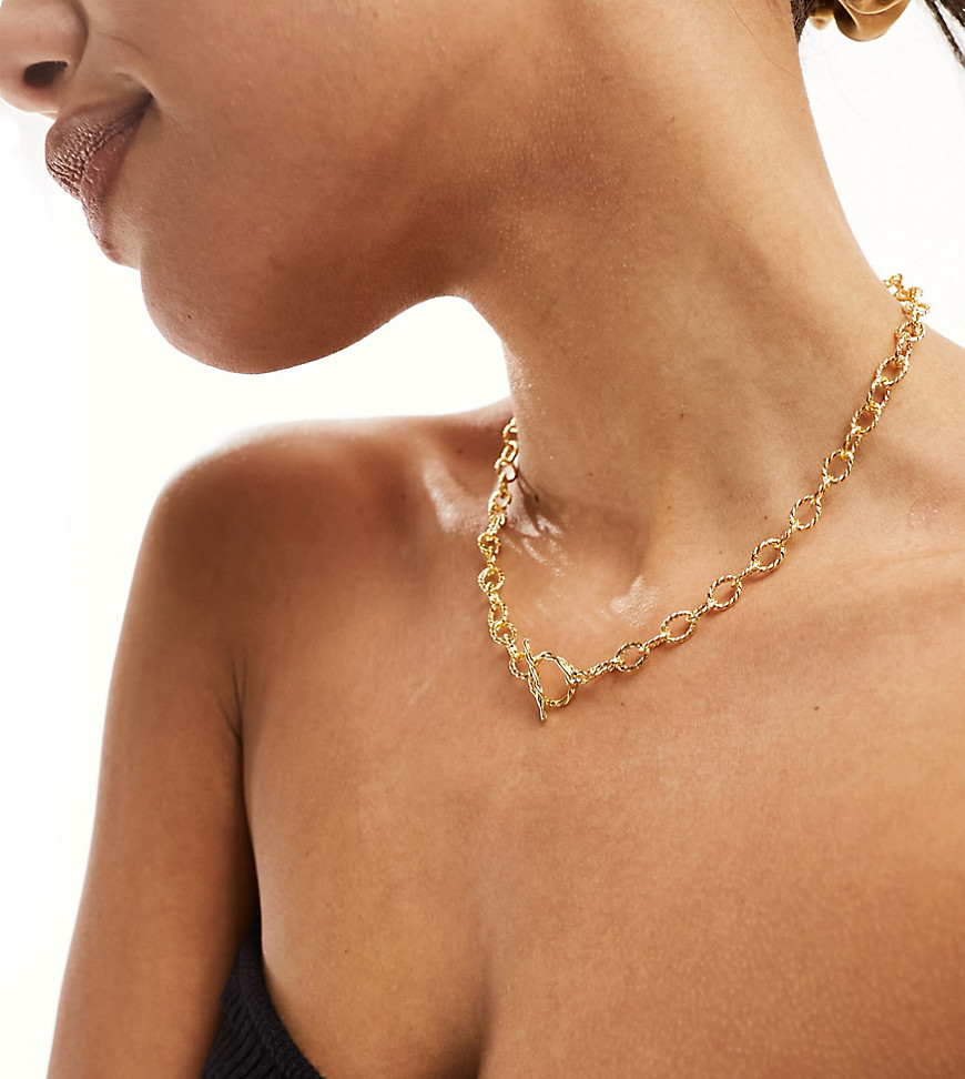 Orelia 18k gold plated rope interlocking t-bar necklace