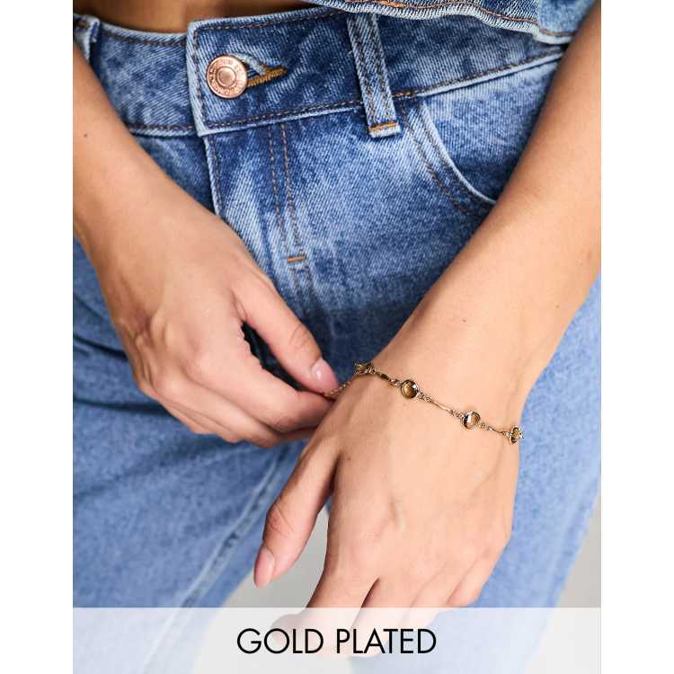 Orelia 18k gold plated semi precious and bar link bracelet | ASOS