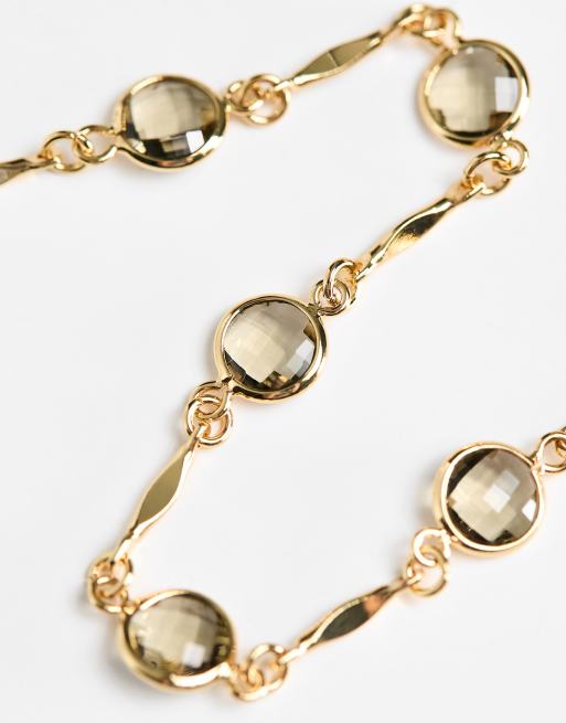 Orelia 18k gold plated semi precious and bar link bracelet | ASOS