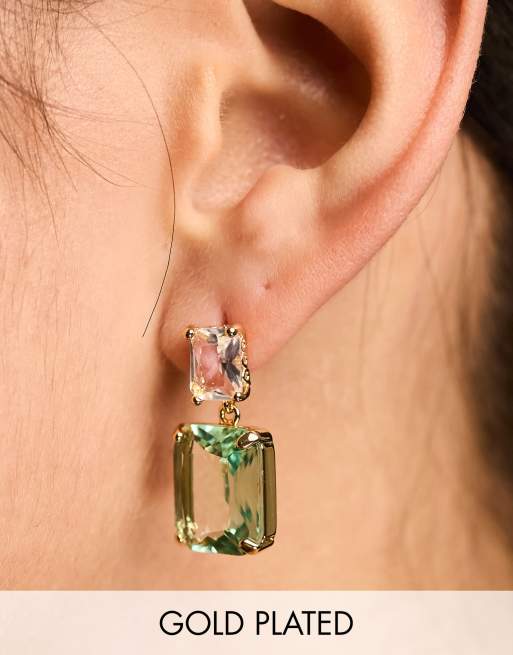 Orelia 18k gold plated statement crystal drop earrings 