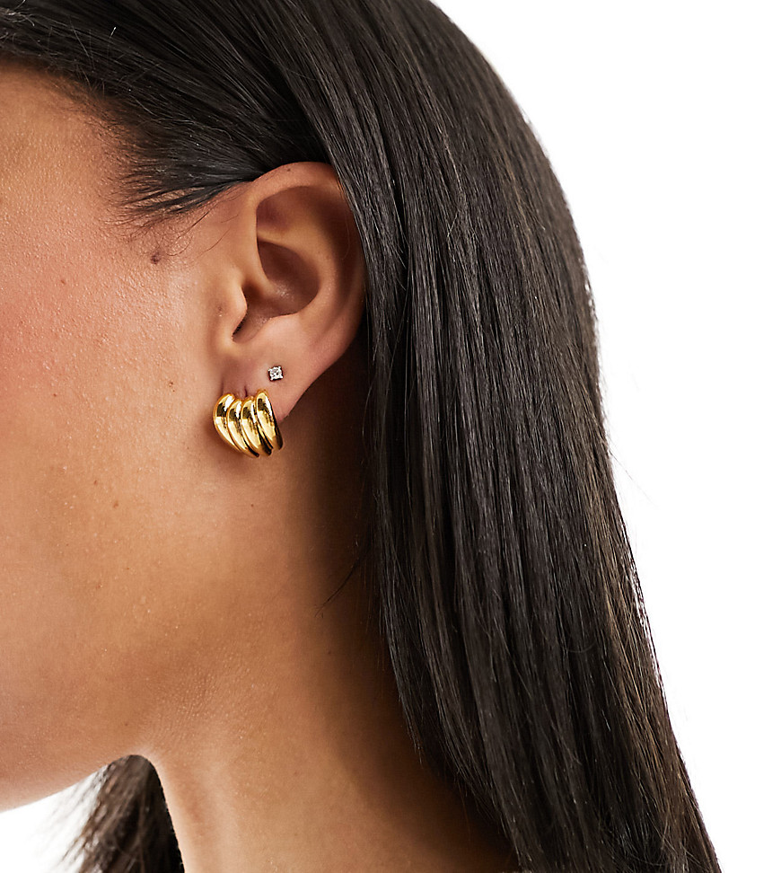Orelia 18k gold plated statement domed claw earrings
