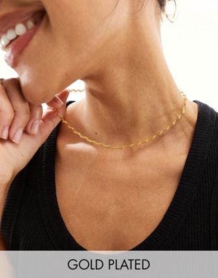 Orelia 18k gold plated textured wave chain necklace