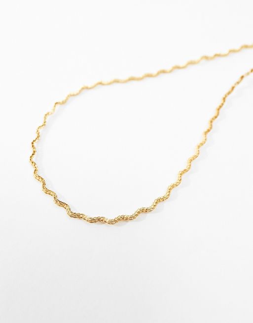 Orelia 18k gold plated textured wave chain necklace, 2 of 4