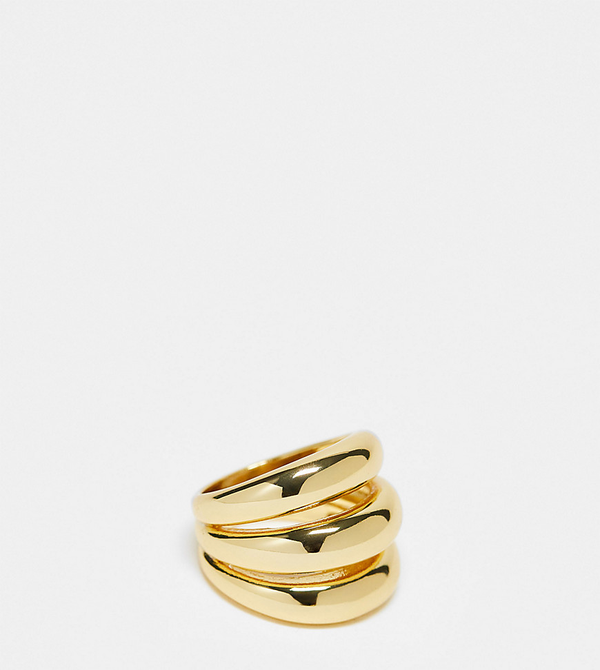 Orelia 18k gold plated triple domed ring