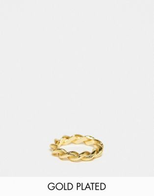 Orelia 18k gold plated twist textured ring