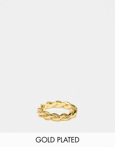 Orelia 18k gold plated twist textured ring
