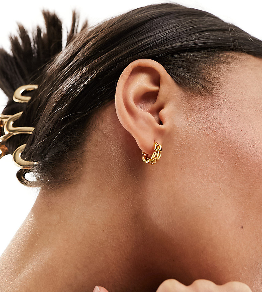 Orelia 18k gold plated vintage chain huggie hoop earrings