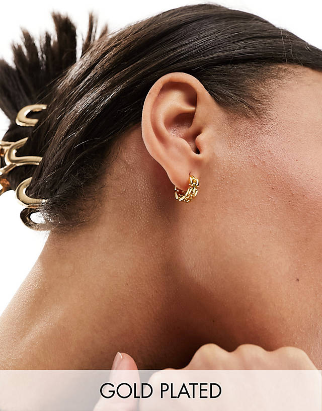 Orelia - 18k gold plated vintage chain huggie hoop earrings