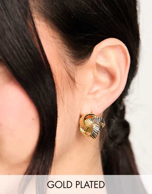 Orelia 18k gold plated vintage style textured knot stud earring 