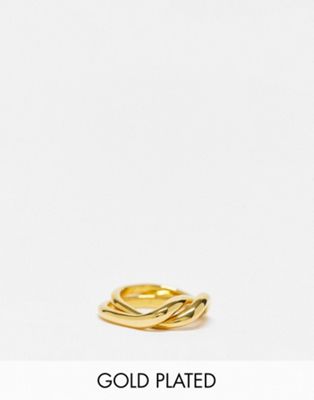Orelia 18K gold plated wave interlocking rings
