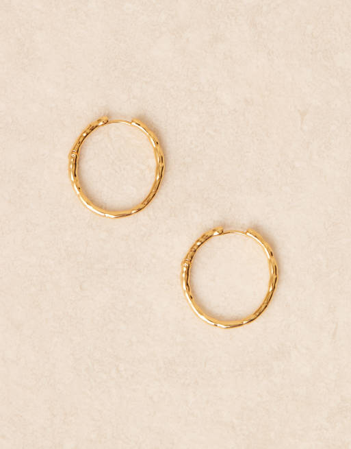 Orelia – 18K guldpläterade, halvstora, polerade creoler i oval, smält design, 2 av 3
