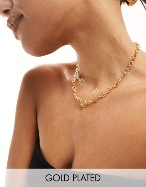 Orelia – 18K Guldpläterat halsband med sammanlänkade ringar och T-stav