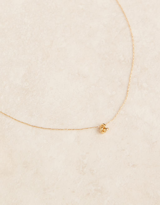 Orelia – 18k guldpläterat, tunt halsband med liten knut, 2 av 3