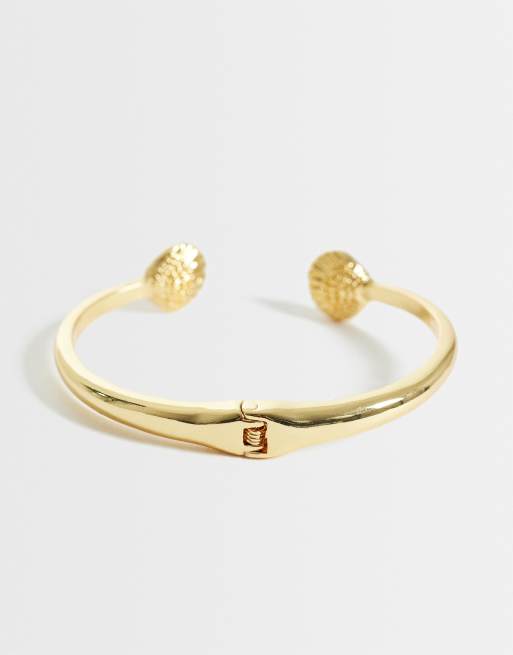 Orelia - 18k vergulde armband met open scharnier en metalen schelp, 3 van 3