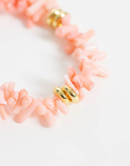 Orelia - 18k vergulde armband met roze imitatiekoraal en zeester, 3 van 3